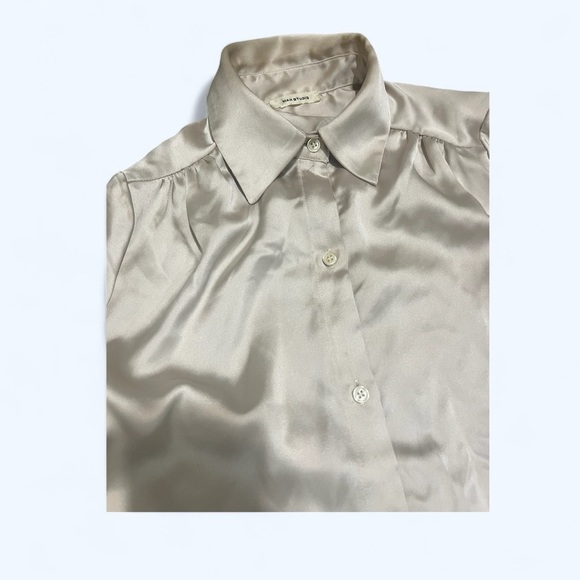Max Studio Beige Off White Button Down Dress Shirt with Collar - Picture 2 of 4